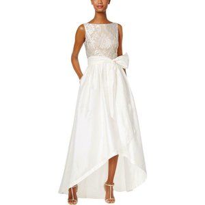 Adrianna Papell Ivory Taffeta Hi-Lo Gown